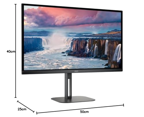 AOC Q27V5N - Monitor QHD de 27 pulgadas, VA, 75 Hz, 4 ms, FreeSync, ajuste de altura, pivotable, altavoces, FlickerFree (2560 x 1440, 75 Hz, 300 cd/m², HDMI 1.4 / DP 1.2)