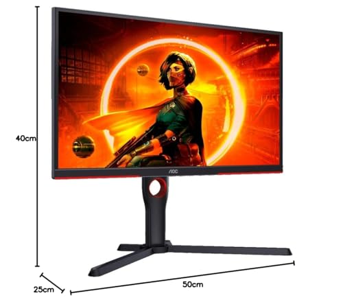 AOC Gaming 25G3ZM/BK - Monitor FHD de 25", 240 Hz, 0.5 ms MPRT, Plano, FreeSync Premium, Ajustable (VA, 1920x1080, HDMI 2.0 x 2, DisplayPort 1.2 x 1, Headphone out (3.5mm)) negro/rojo