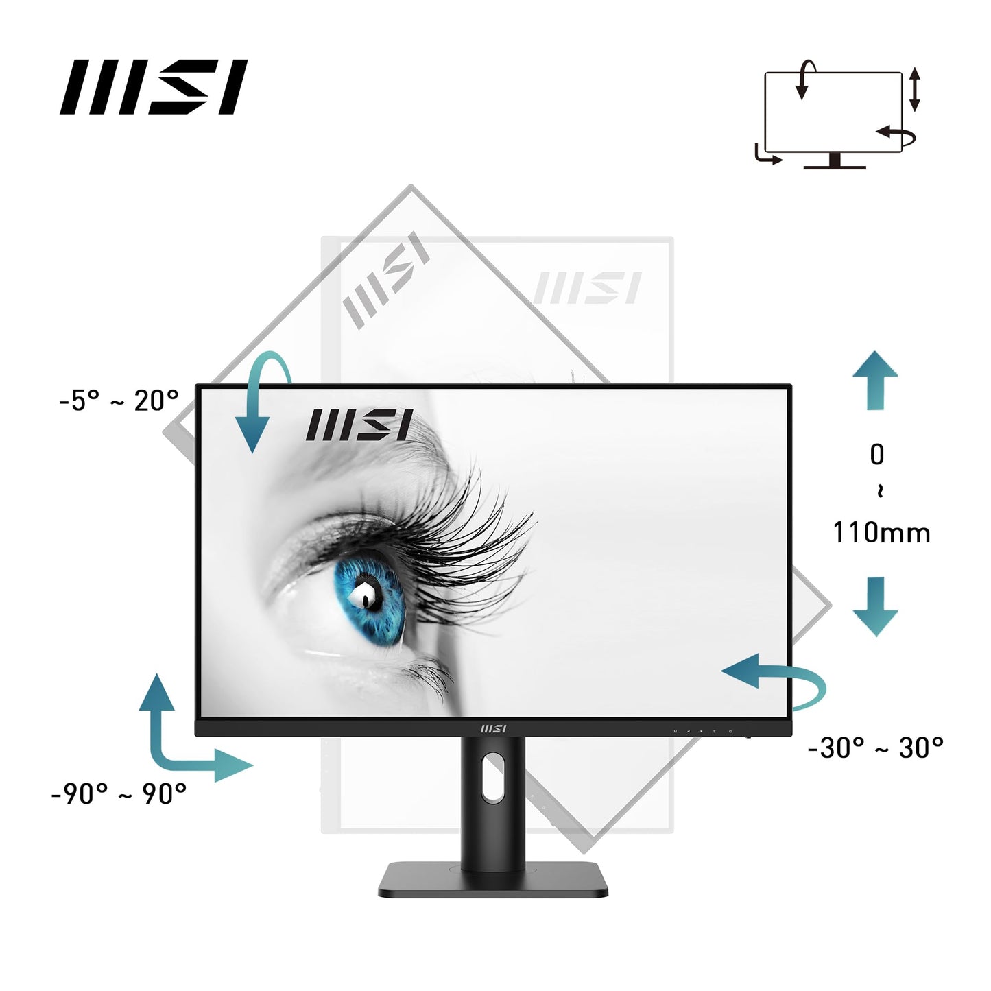 MSI PRO MP273AP Monitor de Oficina 27” Full HD - Panel IPS 1920 x1080, 100 Hz,Confort Ocular, Montaje VESA, Altavoces Integrados, Soporte Display Kit, Regulable 4 Direcciones