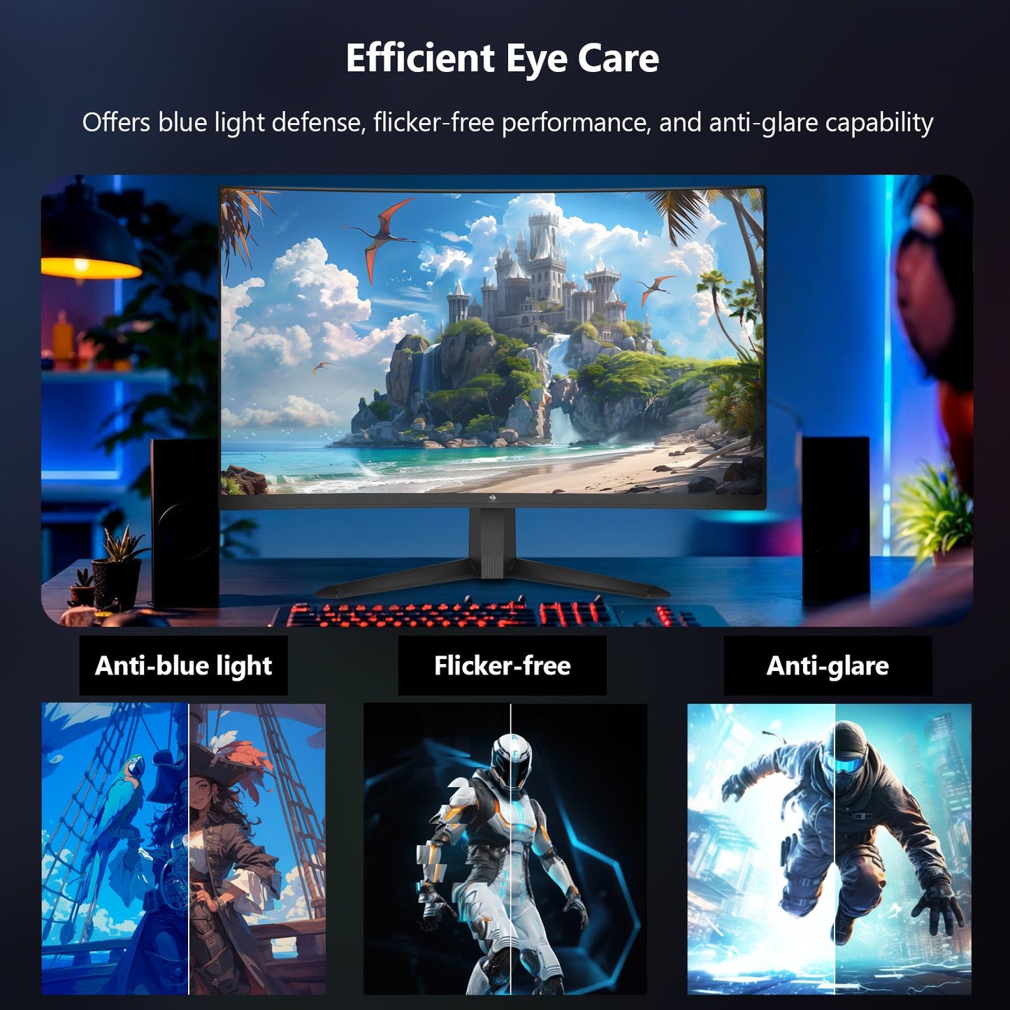 Z-Edge - Monitor Curvado para Juegos de 27 Pulgadas, 300 Hz, 1 ms 16:9 FHD 1080P, Monitor Curvado sin Marco, UG27S Freesync Eye Care, 2 DisplayPort, 2 HDMI