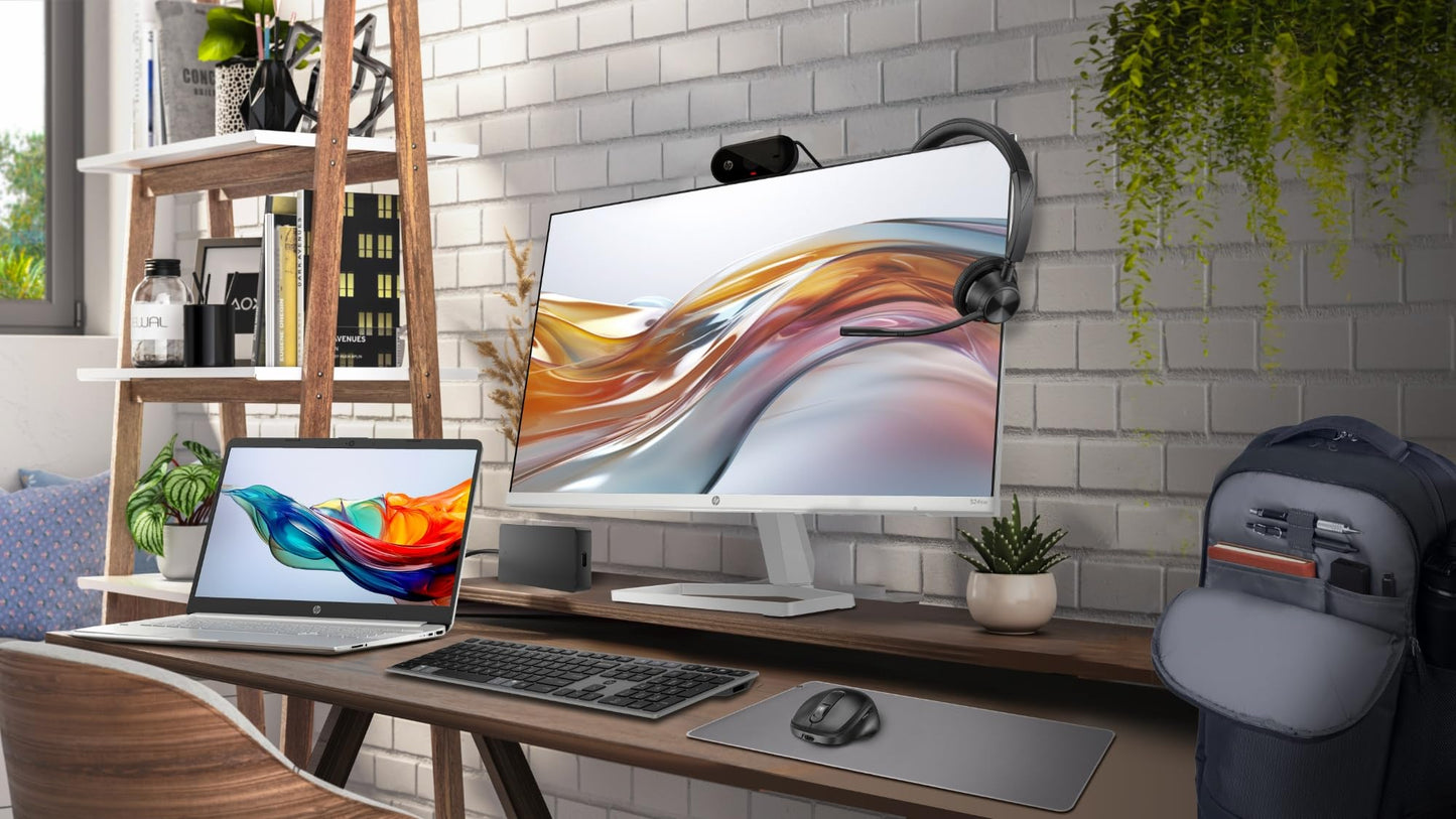 HP 527sh- Monitor de 27" FHD (1920x1080, IPS, 100 Hz, 5ms, 99% sRGB, 300 Nits, contraste 1500:1, Altura Ajustable) Negro con Soporte Plateado