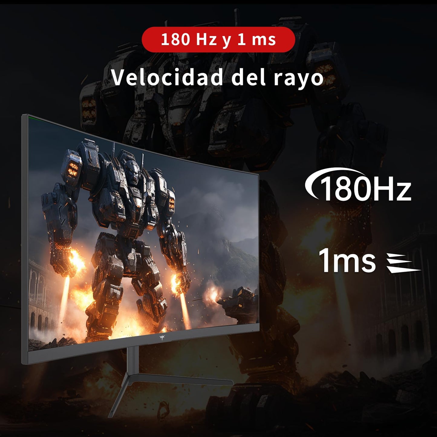 KTC Monitor Gaming Curvo 1500R 24 Pulgadas, FHD (1920x1080p) 1ms 180Hz 144Hz 120Hz Pantalla Gaming, Adaptive Sync, VA Panel, HDR, HDMI 2.0/DP 1.4, VESA para PC, portátil, PS5 y más