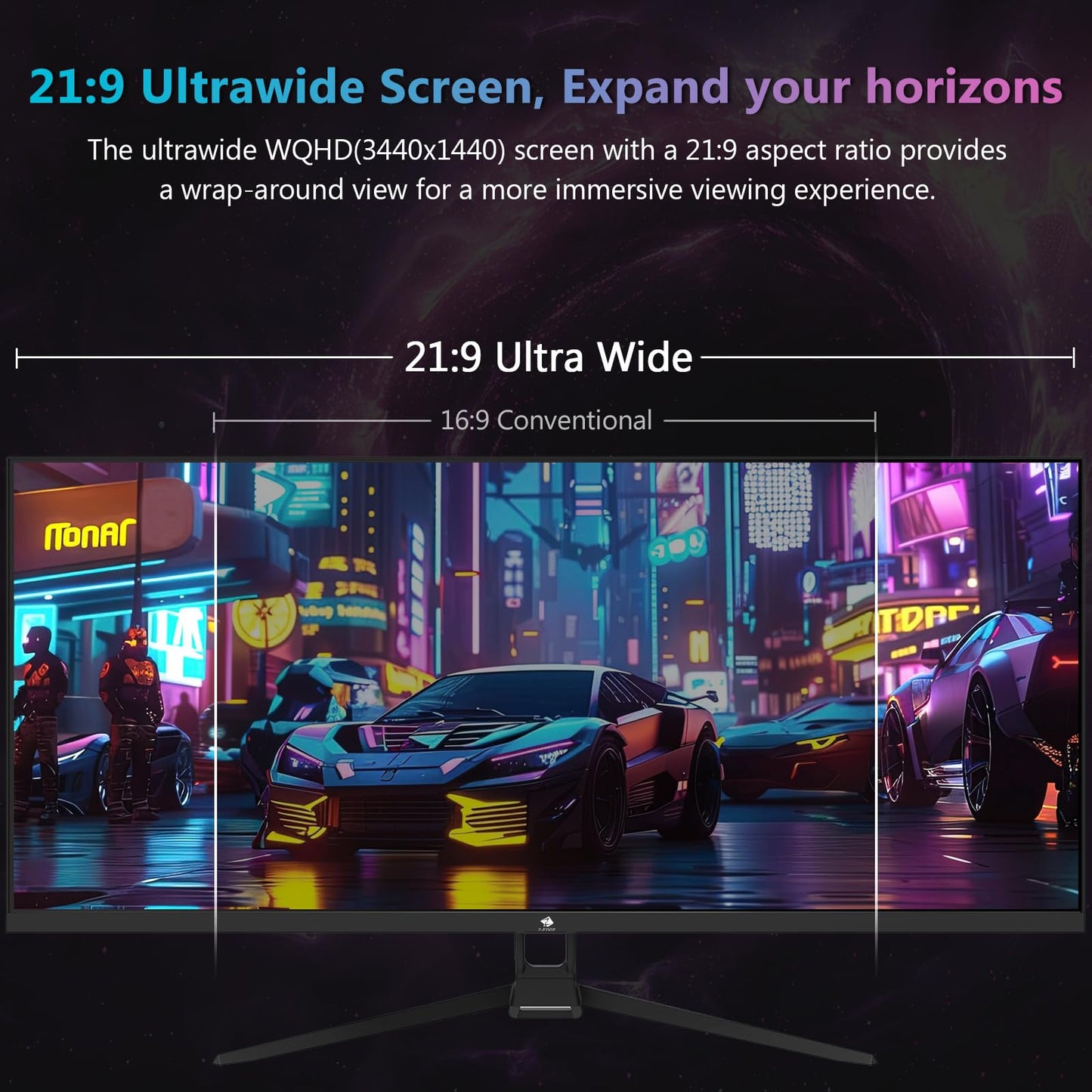 Z-Edge Monitor PC Gaming 34'', UWQHD(3440x1440), 165Hz, IPS Panel, 1ms, Pantalla Ultra Ancho 21:9, FreeSync, Inclinación Ajustable, 2× DP1.4 & HDMI2.0 & USB, RGB, VESA 75 * 75mm