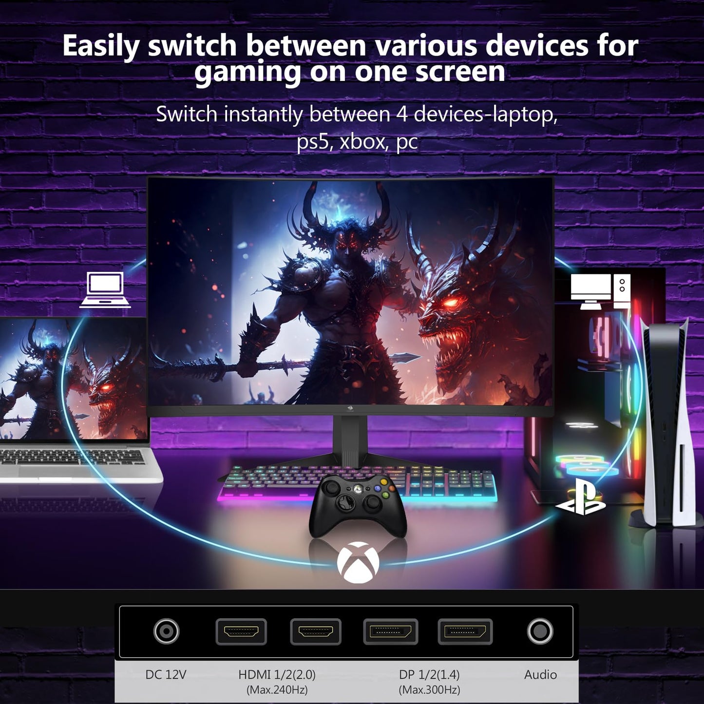 Z-Edge - Monitor Curvado para Juegos de 27 Pulgadas, 300 Hz, 1 ms 16:9 FHD 1080P, Monitor Curvado sin Marco, UG27S Freesync Eye Care, 2 DisplayPort, 2 HDMI