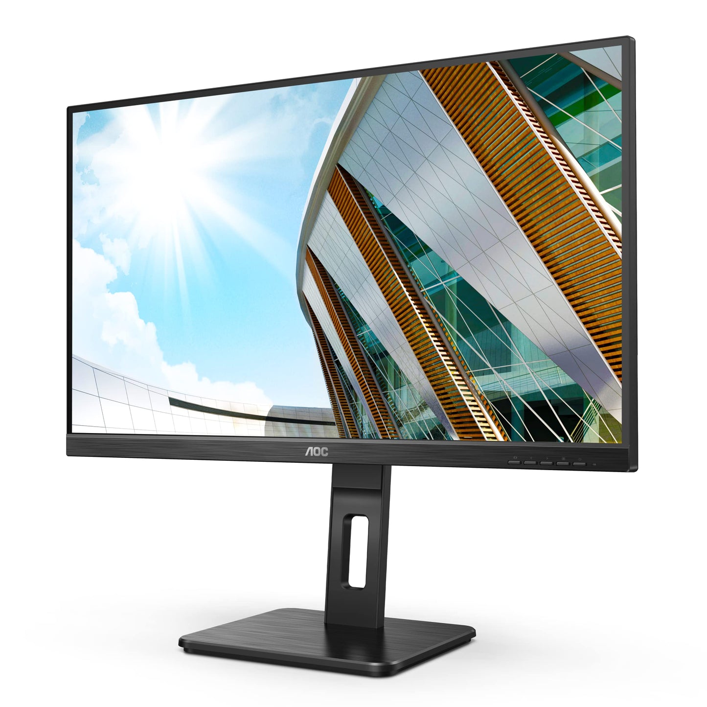 AOC 27P2Q Monitor 27 Pulgadas FHD, 75Hz, IPS, 4 ms GtG, Adaptive Sync., Altura ajustable, Altavoces (1920x1080, 1x HDMI 1.4, 1x DP 1.2, USB-Hub), Negro