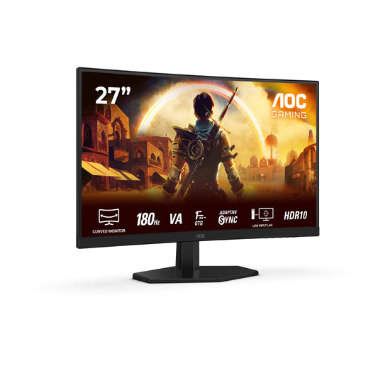 AOC C27G42E Monitor Gaming 27" FHD Curvo, 180 Hz, VA, 1 ms GtG, HDR10, Freesync Prem., Blue Light, Altavoces (1920x1080, 2X HDMI 2.0, 1x DisplayPort 1.4) Negro