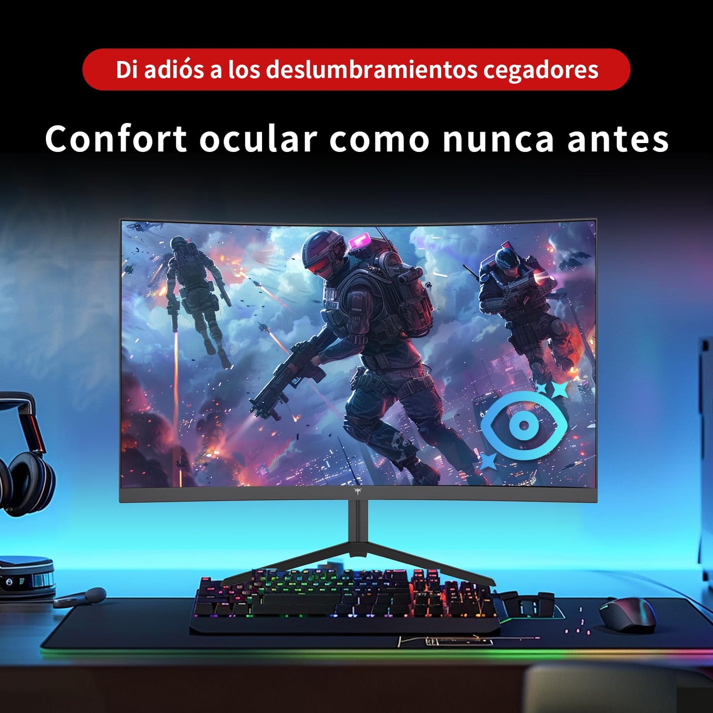 KTC Monitor Gaming Curvo 1500R 24 Pulgadas, FHD (1920x1080p) 1ms 180Hz 144Hz 120Hz Pantalla Gaming, Adaptive Sync, VA Panel, HDR, HDMI 2.0/DP 1.4, VESA para PC, portátil, PS5 y más