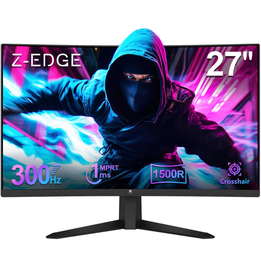 Z-Edge - Monitor Curvado para Juegos de 27 Pulgadas, 300 Hz, 1 ms 16:9 FHD 1080P, Monitor Curvado sin Marco, UG27S Freesync Eye Care, 2 DisplayPort, 2 HDMI