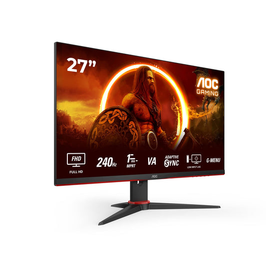 AOC Gaming 27G2ZNE - Monitor Full HD de 27 pulgadas, 240 Hz, MPRT de 1 ms, FreeSync Prem. 1920x1080, HDMI 1.4, DisplayPort 1.2 negro/rojo, 27 pulgada FHD , Soporte fijo